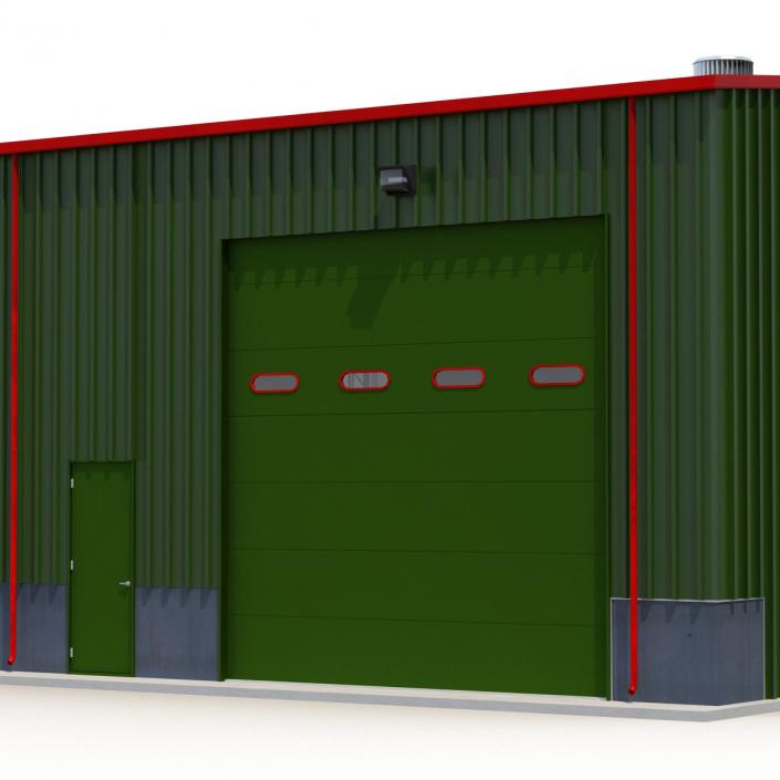 Warehouse Building Green 3D model