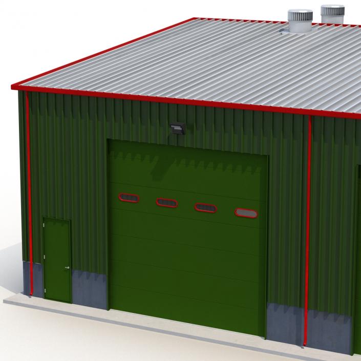 Warehouse Building Green 3D model