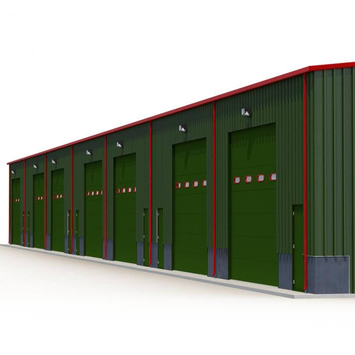 Warehouse Building Green 3D model