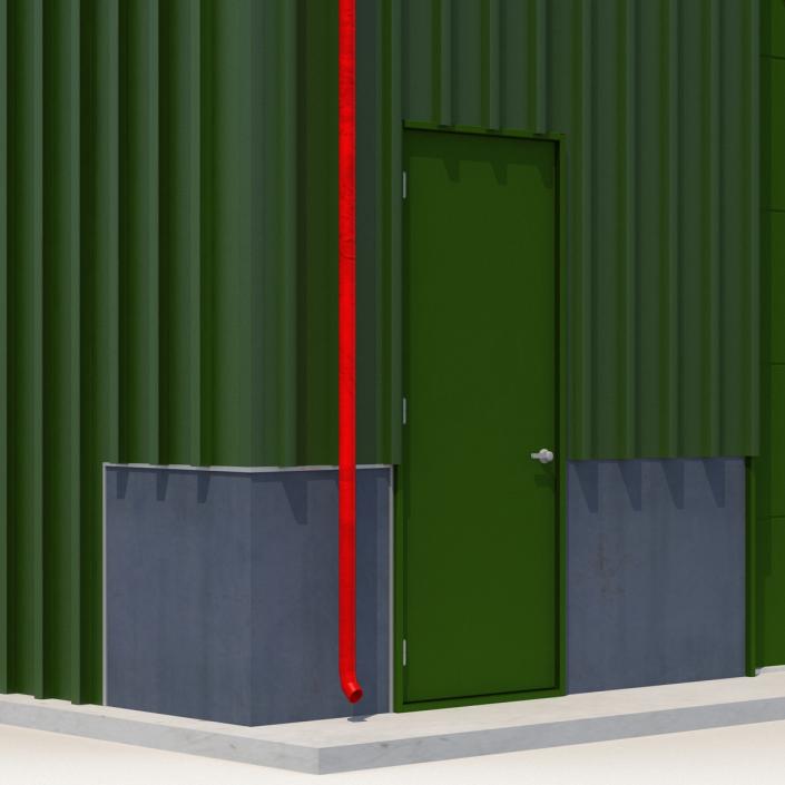 Warehouse Building Green 3D model