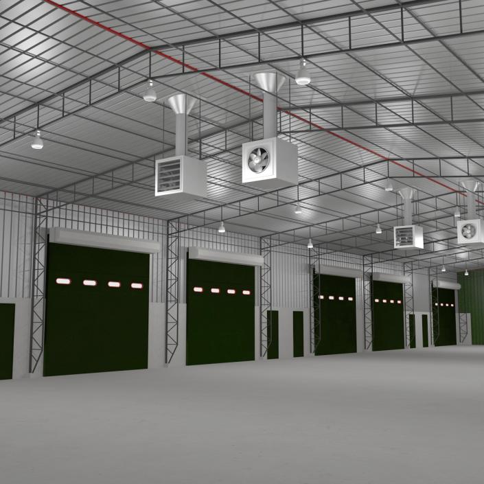 Warehouse Building Green 3D model