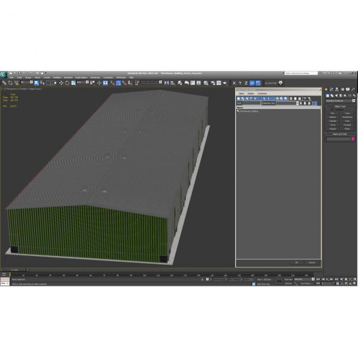 Warehouse Building Green 3D model