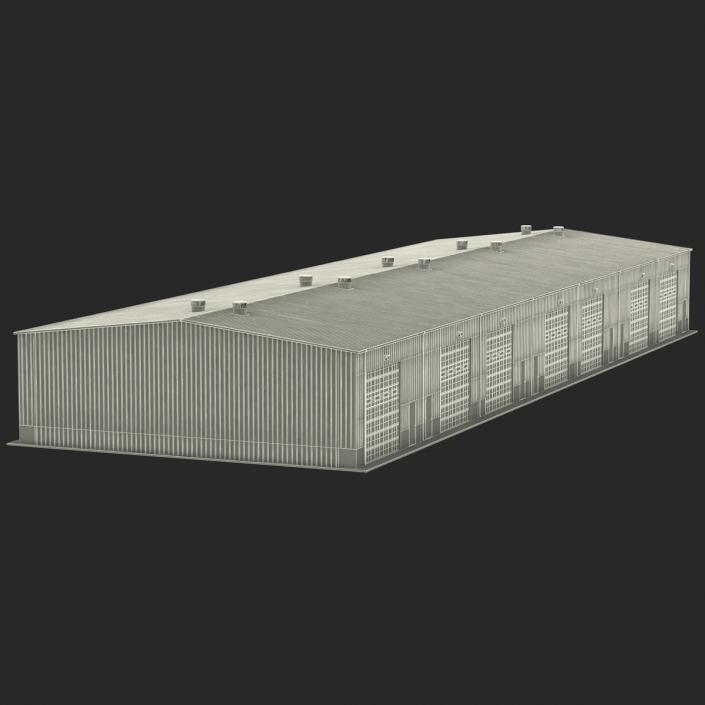 Warehouse Building Green 3D model