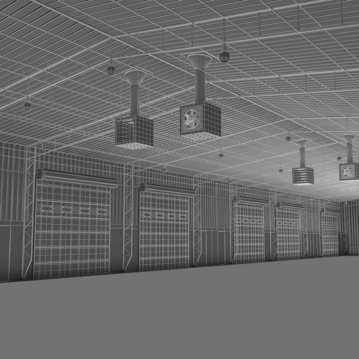 Warehouse Building Green 3D model