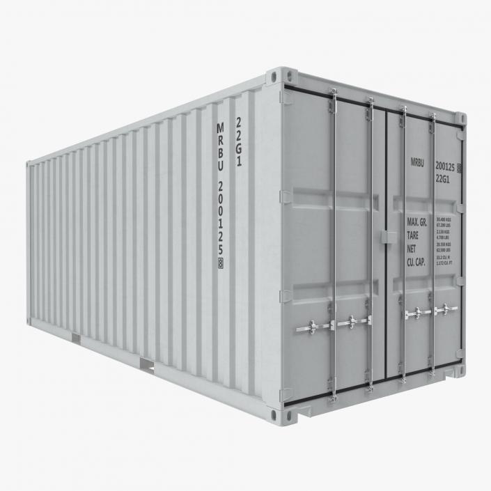 3D model 20 ft ISO Container White