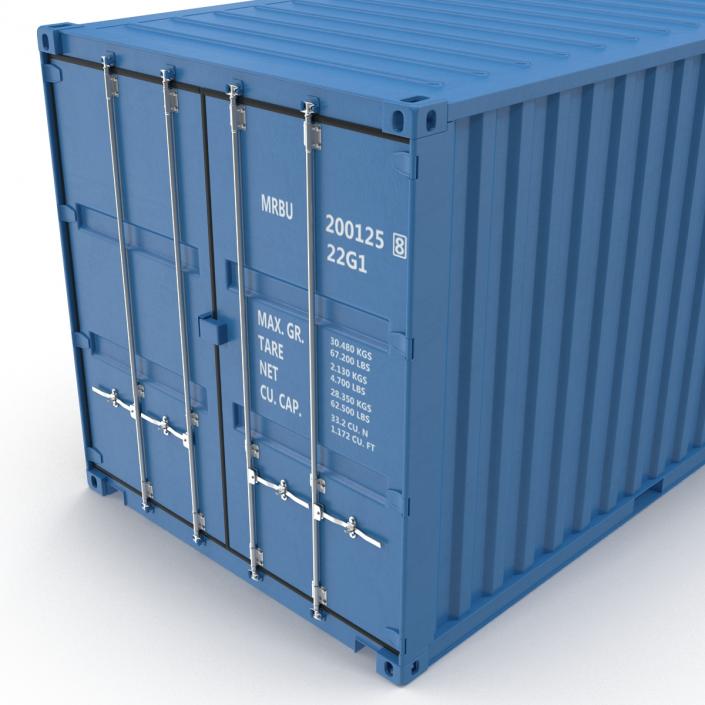 20 ft ISO Container Blue 3D model