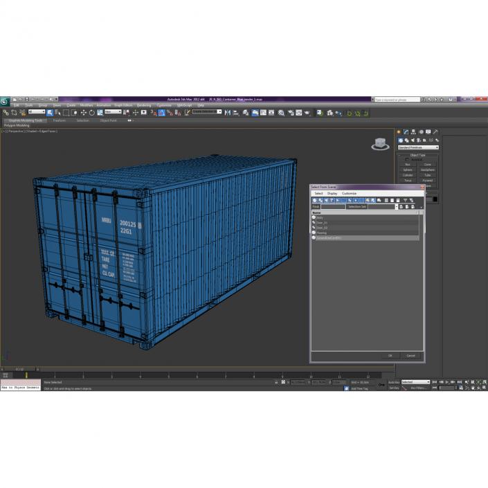 20 ft ISO Container Blue 3D model