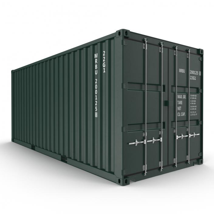 3D model 20 ft ISO Container Green