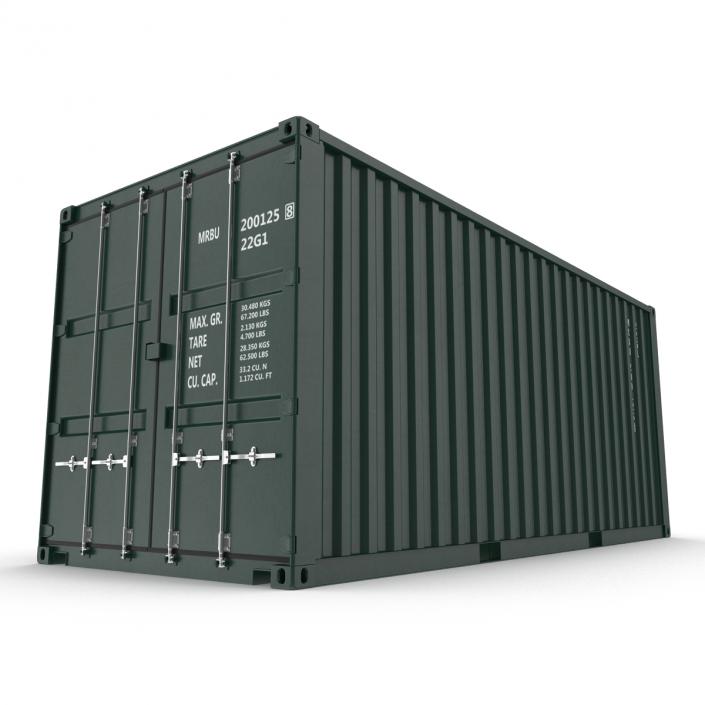 3D model 20 ft ISO Container Green