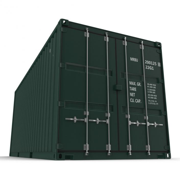 3D model 20 ft ISO Container Green