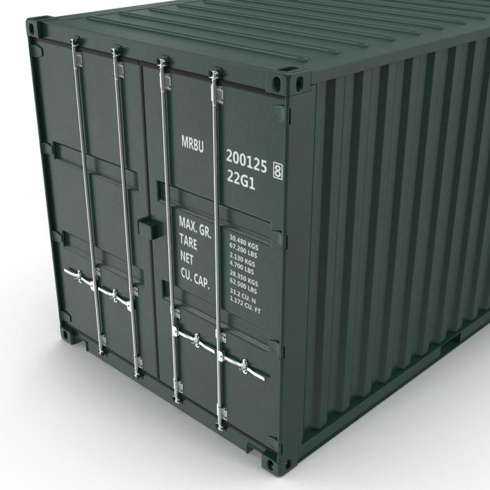 3D model 20 ft ISO Container Green