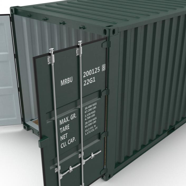 3D model 20 ft ISO Container Green