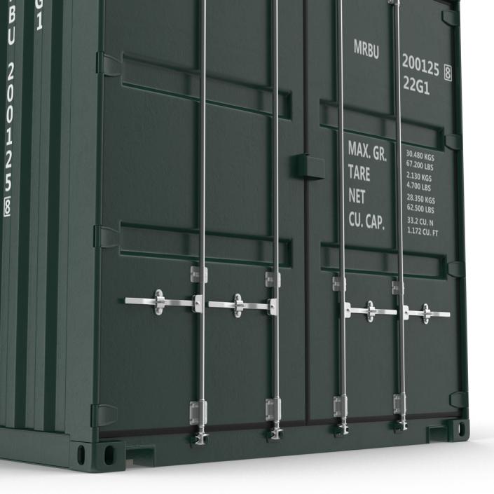 3D model 20 ft ISO Container Green