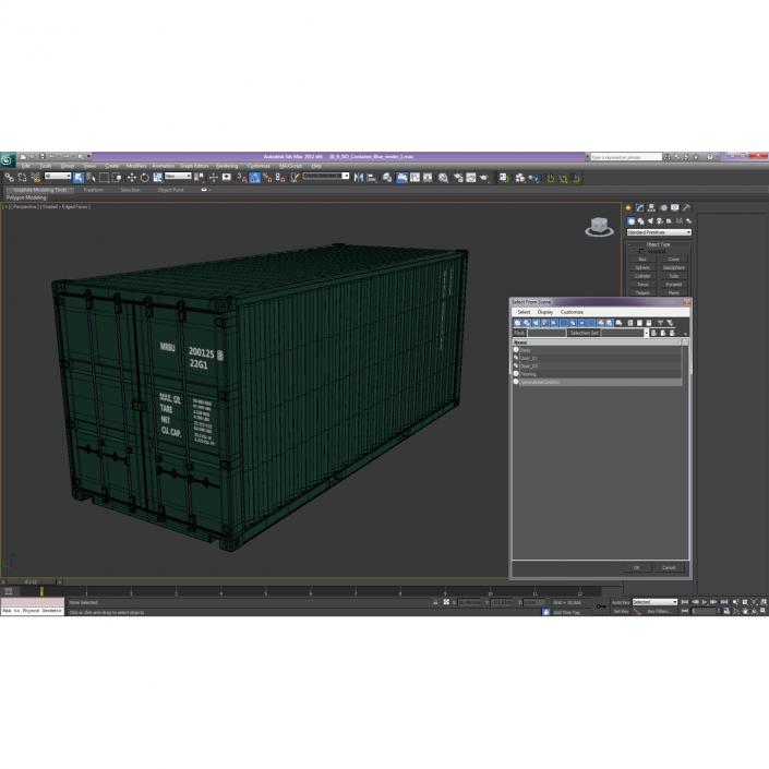 3D model 20 ft ISO Container Green