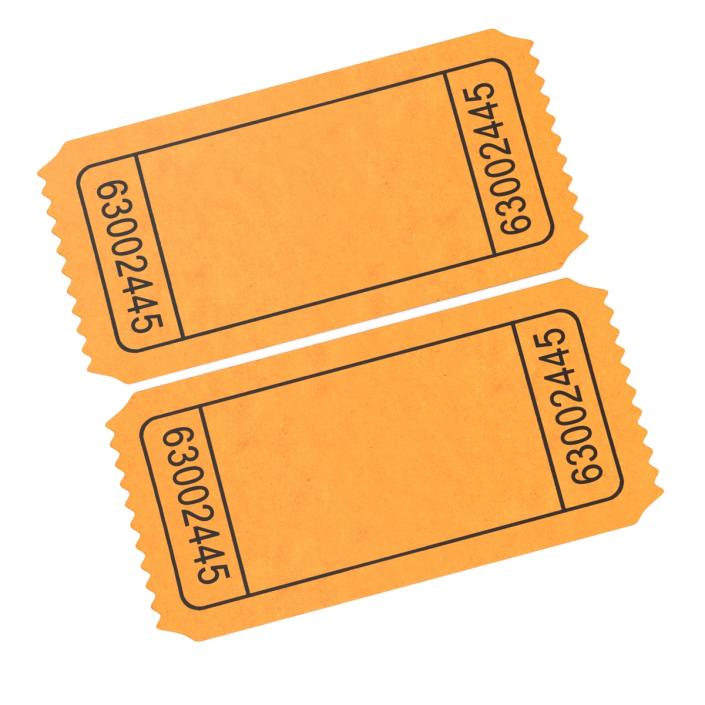 3D Blank Movie Ticket model