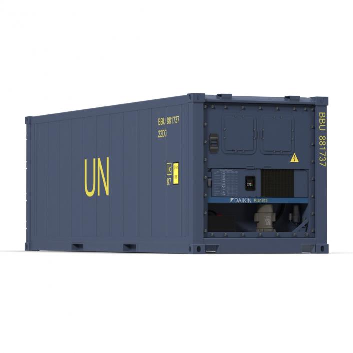 3D ISO Refrigerated Container Blue