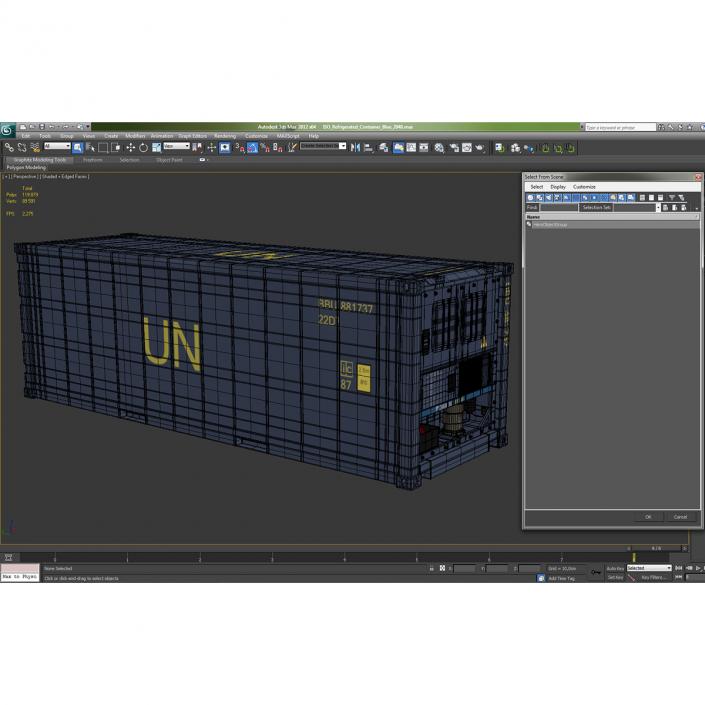 3D ISO Refrigerated Container Blue