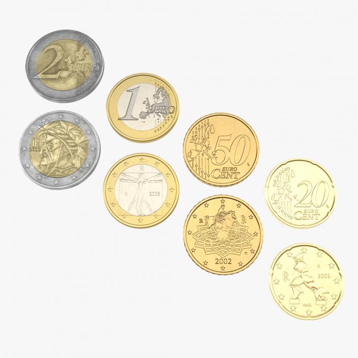 3D Italian Euro Coins 3D Models Collection 2