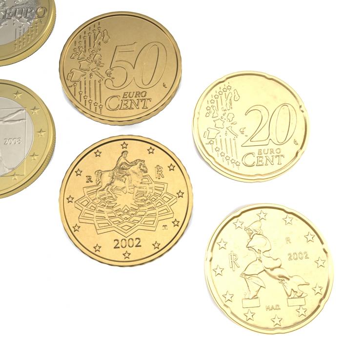 3D Italian Euro Coins 3D Models Collection 2