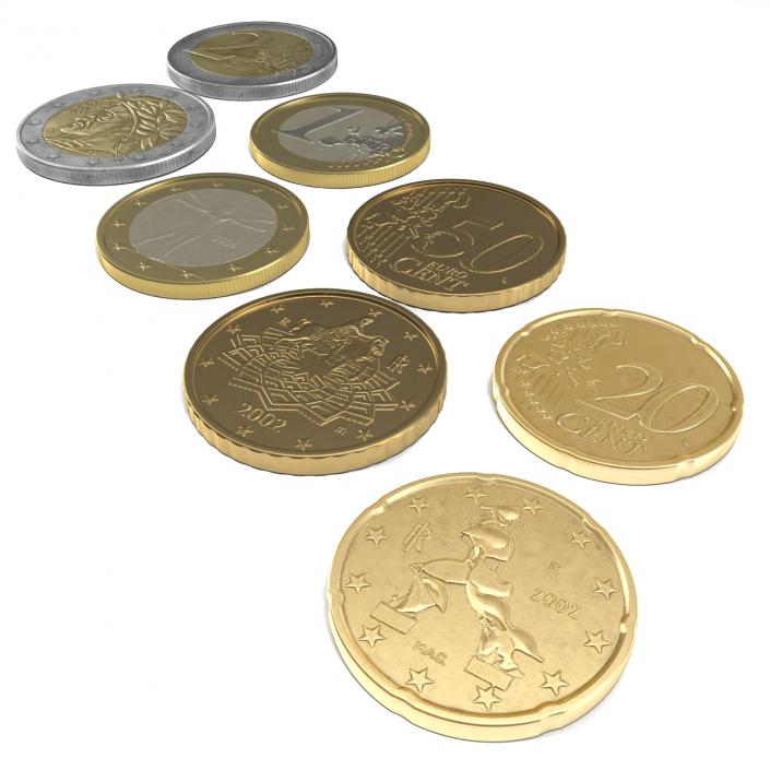 3D Italian Euro Coins 3D Models Collection 2