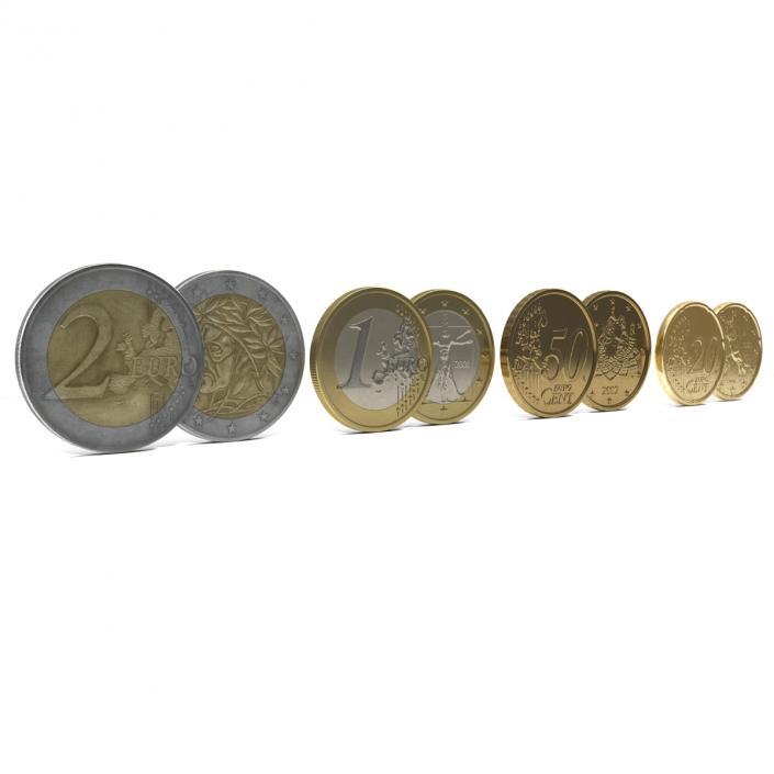 3D Italian Euro Coins 3D Models Collection 2