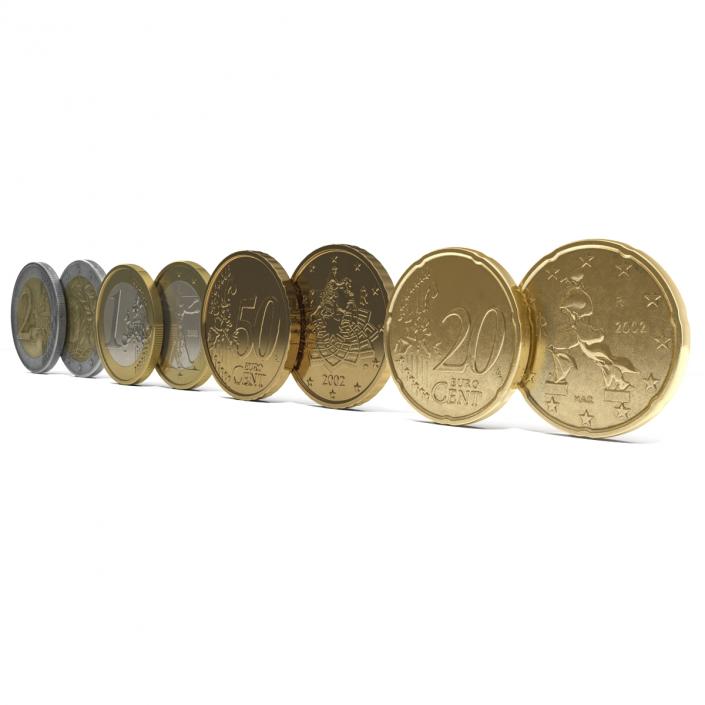 3D Italian Euro Coins 3D Models Collection 2