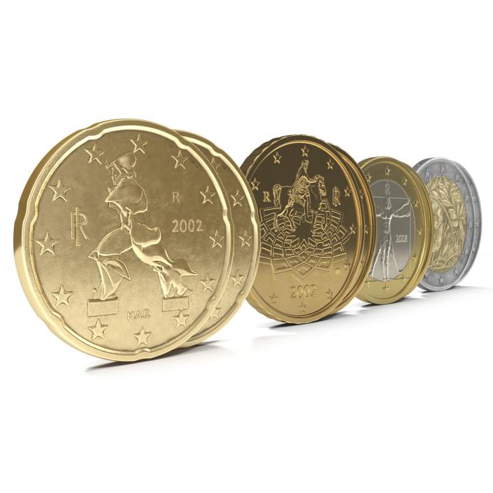 3D Italian Euro Coins 3D Models Collection 2