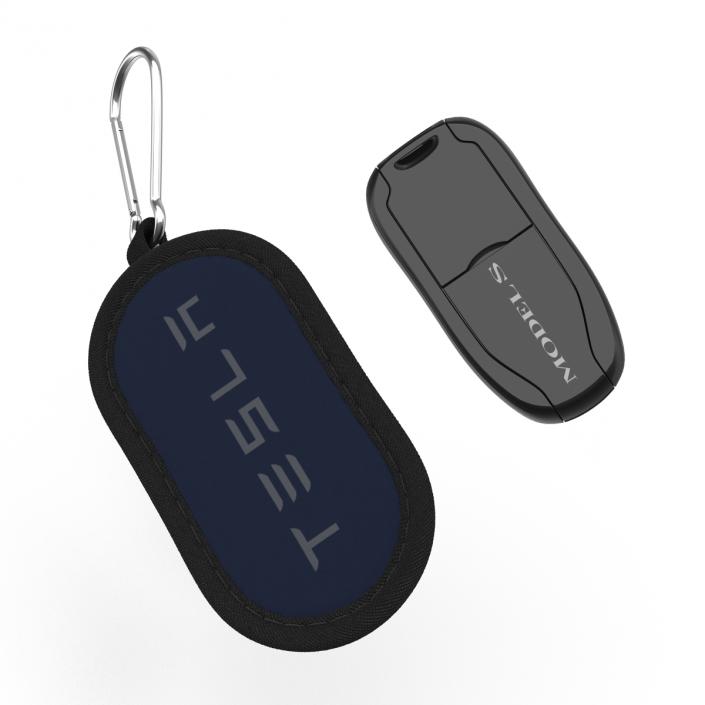 3D model Tesla S Key Fob And Blue Cover