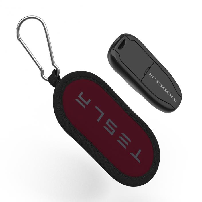 Tesla S Key Fob And Red Cover 3D model