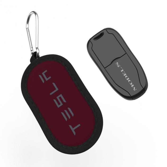 Tesla S Key Fob And Red Cover 3D model