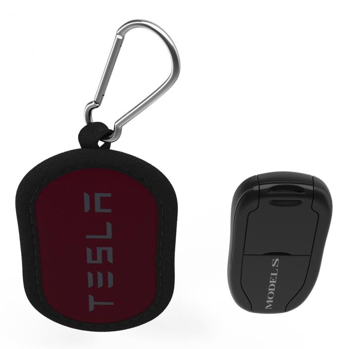 Tesla S Key Fob And Red Cover 3D model