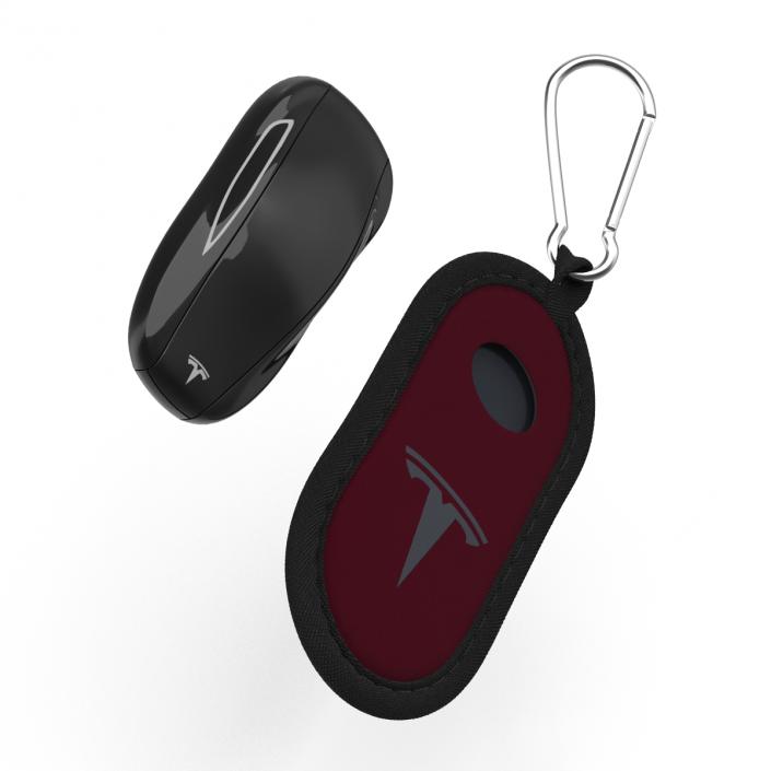 Tesla S Key Fob And Red Cover 3D model