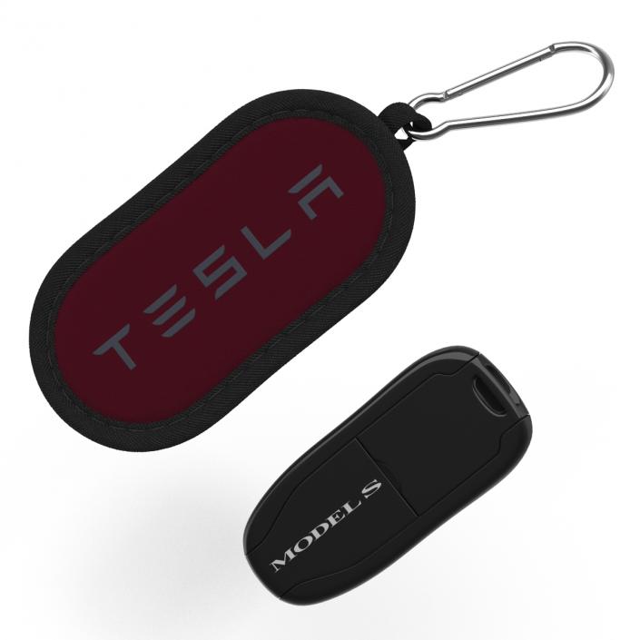 Tesla S Key Fob And Red Cover 3D model