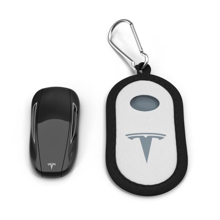 3D Tesla S Key Fob And White Cover