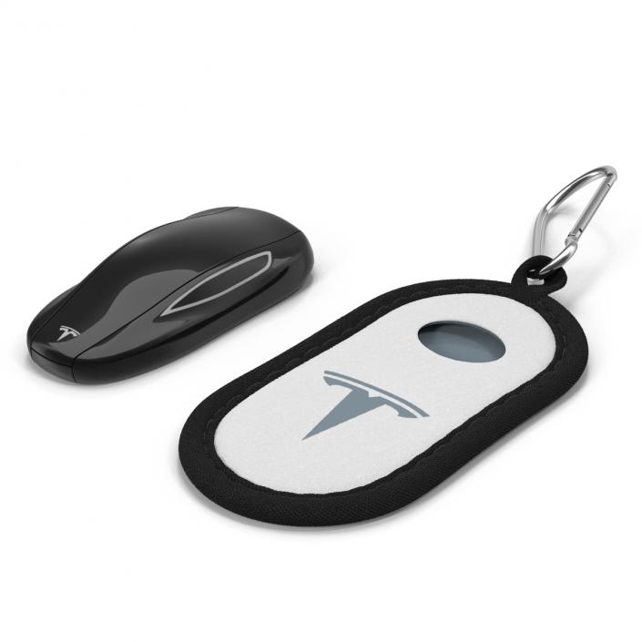 3D Tesla S Key Fob And White Cover