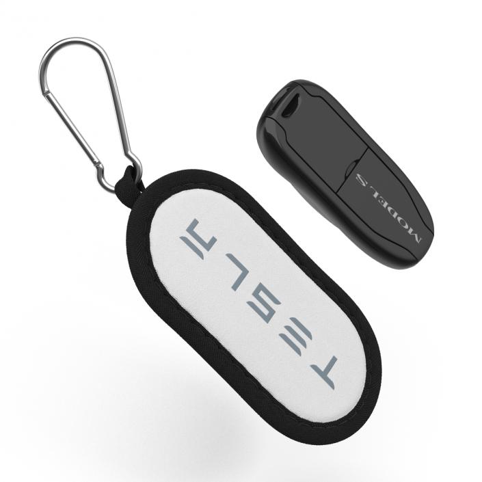 3D Tesla S Key Fob And White Cover