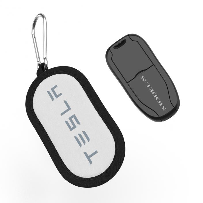 3D Tesla S Key Fob And White Cover