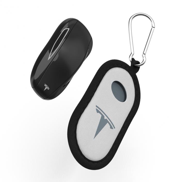 3D Tesla S Key Fob And White Cover