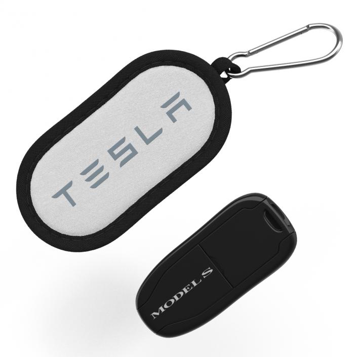 3D Tesla S Key Fob And White Cover