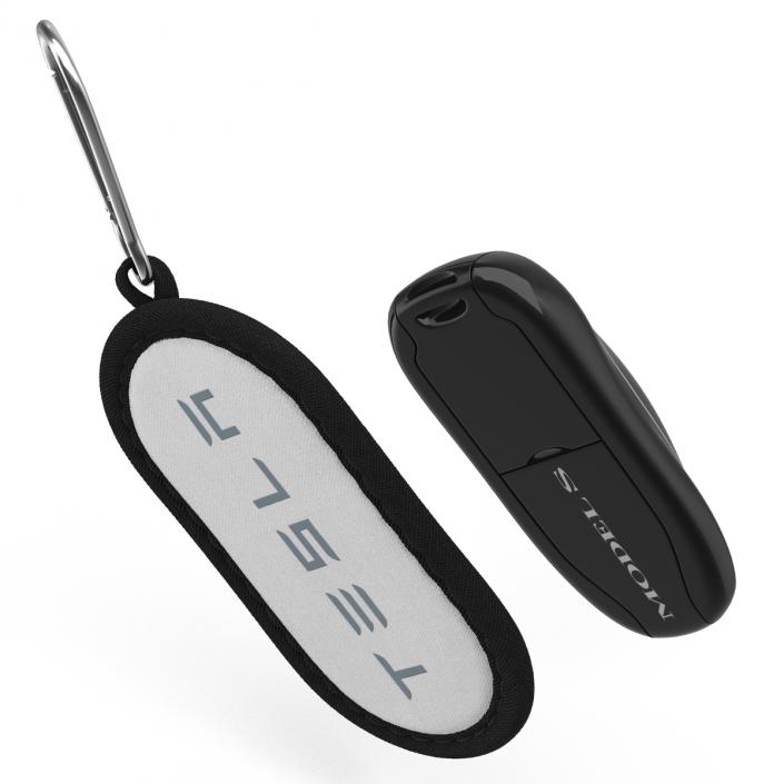 3D Tesla S Key Fob And White Cover