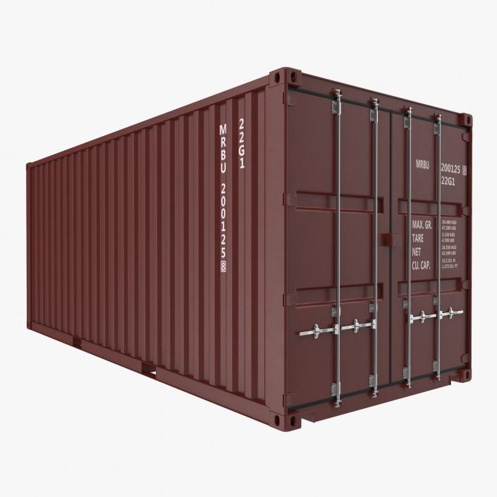 3D model 20 ft ISO Container Brown