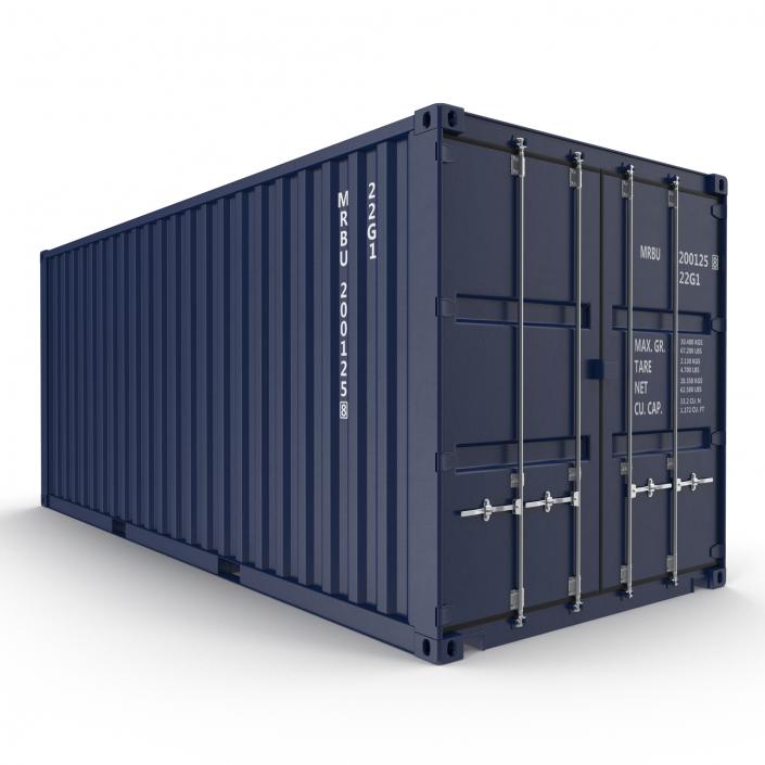 3D 20 ft ISO Container Blue 2