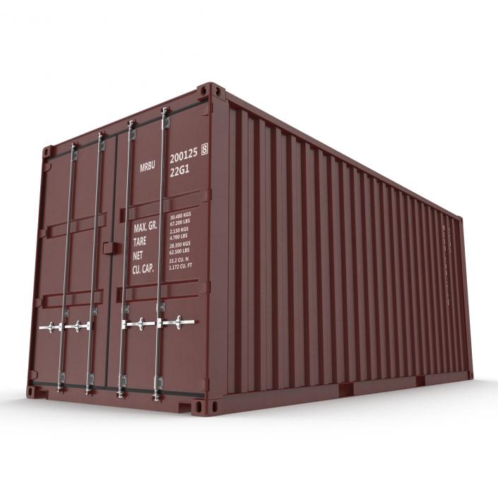 3D model 20 ft ISO Container Brown