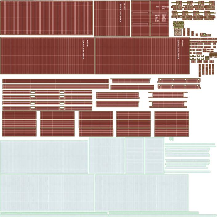 3D model 20 ft ISO Container Brown