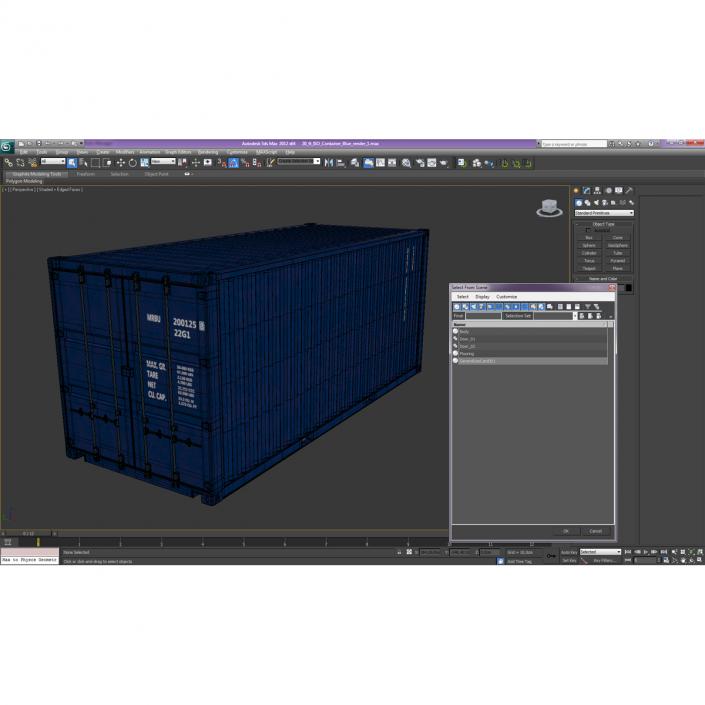 3D 20 ft ISO Container Blue 2