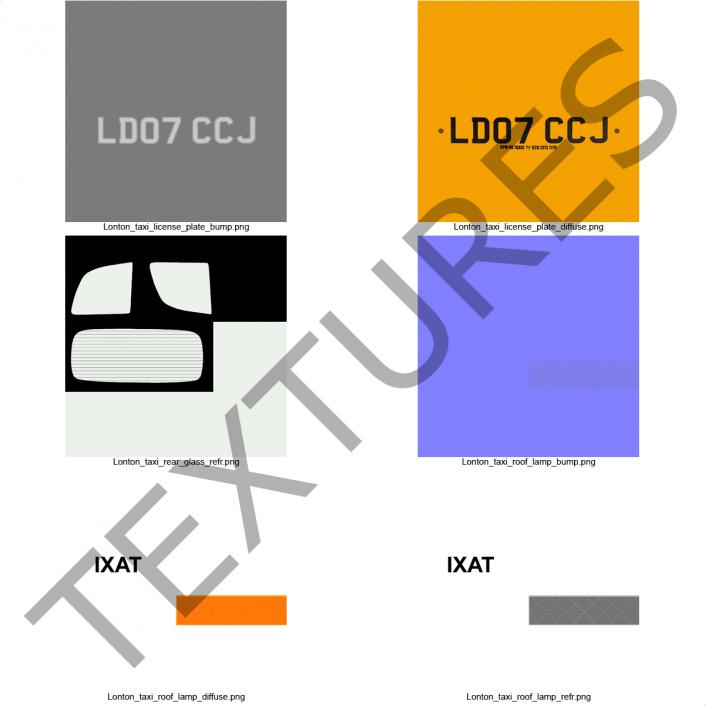 3D London Cab TX1 Rigged