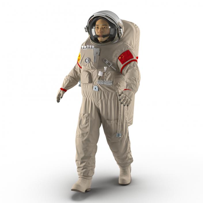 3D Chinese Astronaut Wearing Space Suit Feitian Rigged