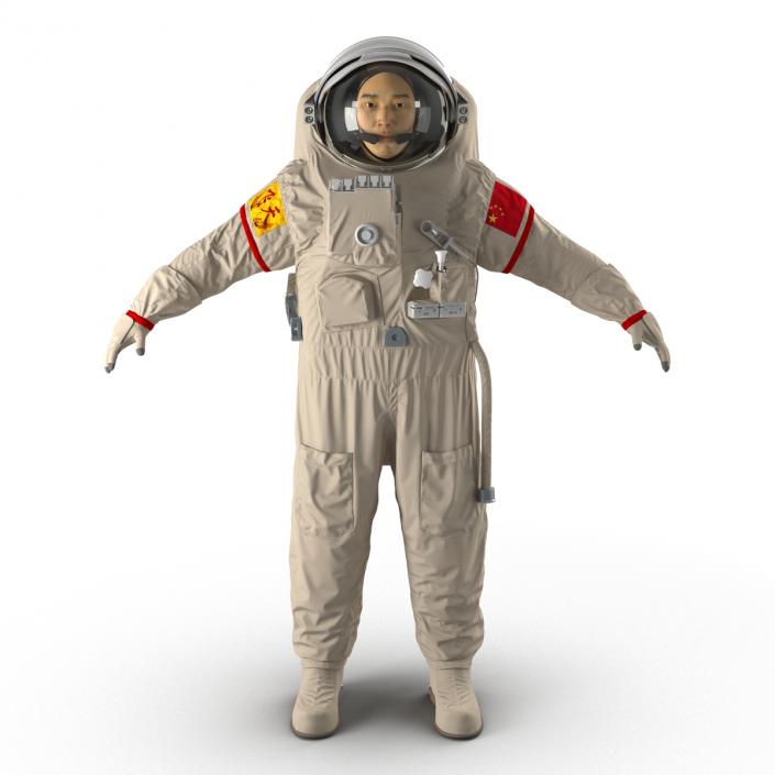 3D Chinese Astronaut Wearing Space Suit Feitian Rigged