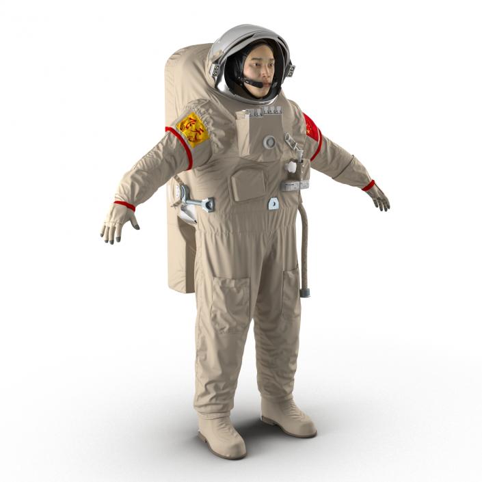 3D Chinese Astronaut Wearing Space Suit Feitian Rigged