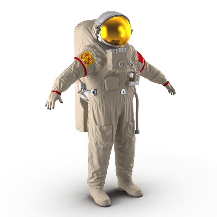 3D Chinese Astronaut Wearing Space Suit Feitian Rigged